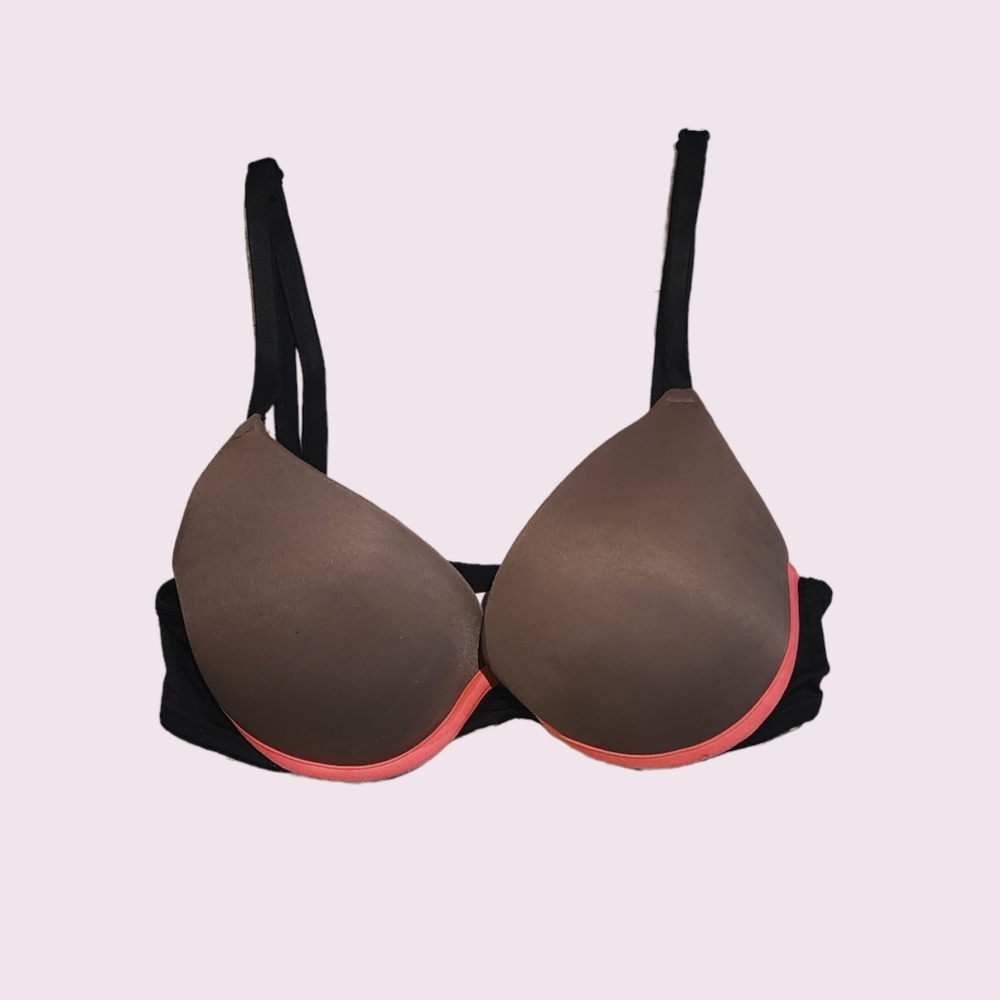 Victoria's Secret PINK Wear Everywhere PUSH-UP Brown Coral BRA 32B.Pre-Owned